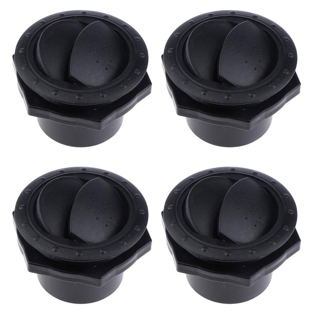 D DOLITY 4Pcs Dashboard Air Conditioning Deflector Outlet Side Roof Vent - Mount Round Louvered Dash Vent Exhaust Grille for Car RV Boats Yacht - Black