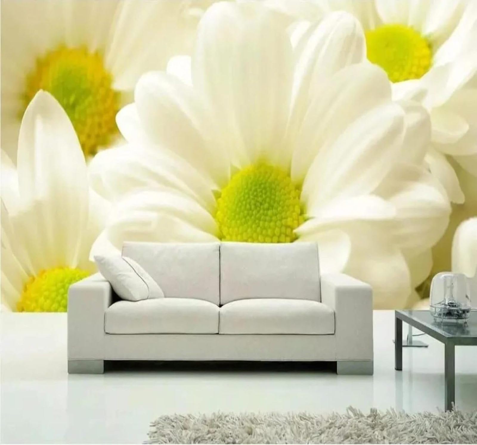 XLMING Fresh Beautiful Pastoral Pale Yellow Flowers 3D Wallpaper Silky Texture Home Study Office Grey Dining Room Sofa Bedroom Living Room TV Backdrop-250cm×170cm