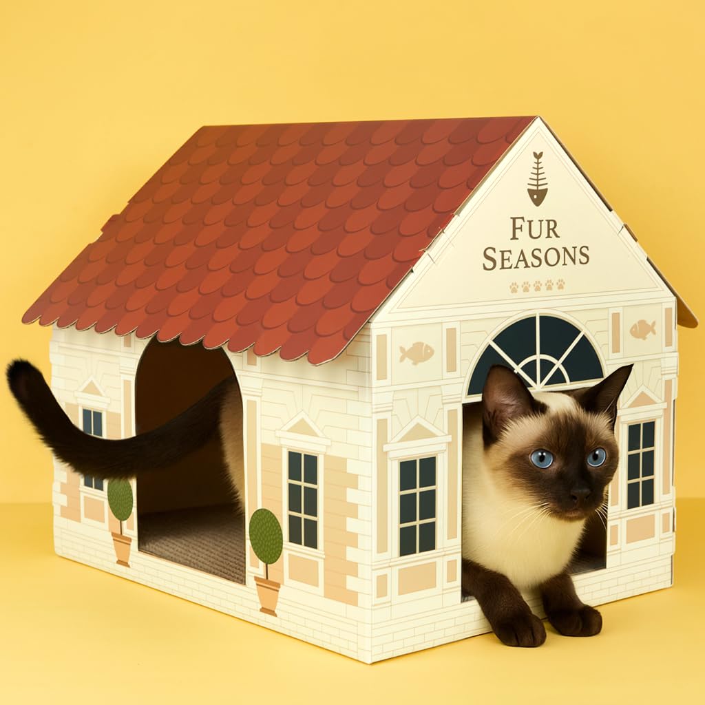 Balvi Maison & grattoir pour Chat Fur Seasons Un griffoir des Plus exclusifs Carton