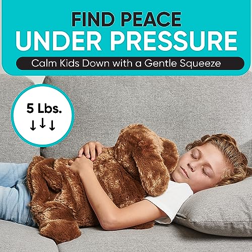 Image of FRIENDLY CUDDLE Weighted Lap Blanket for Kids & Adults - Kids Weighted Blanket - ASD, Sensory Processing Weighted Stuffed Animals Dog Toy - Microwavable Weighted Lap Pad for Kids, 5 Lbs