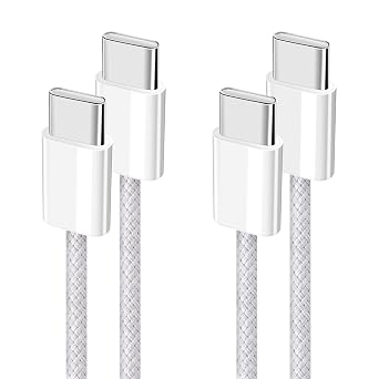 YISH USB C to USB C Charger Cable Nylon Braided USB C to C Cable Fast Charge 2 Pack 3.28FT/1M 60W Type C Data Cable Compatible with iPhone 16 15 Pro Max Samsung Galaxy S24 S23 Pixel Sony iPad MacBook