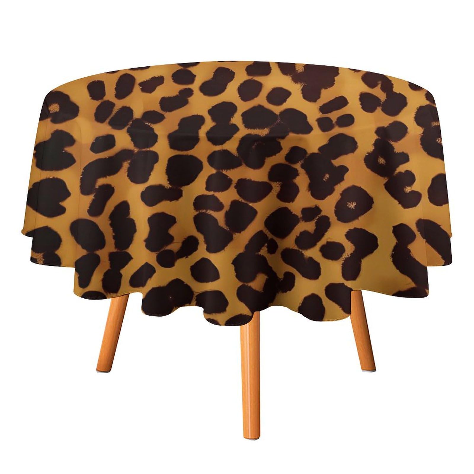 Nappe ronde guépard 127x127 cm antitache et infroissable pour décorer votre table