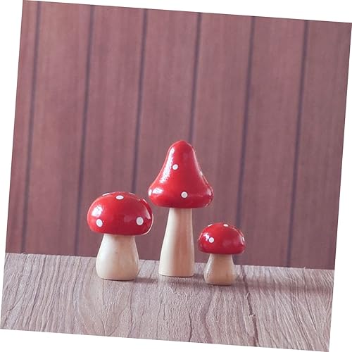 Miniatura 2 de Yardwe 12 piezas de hongos de madera simulada terrario hongo accesorios al aire libre bonsái estatuilla accesorios al aire libre pequeños