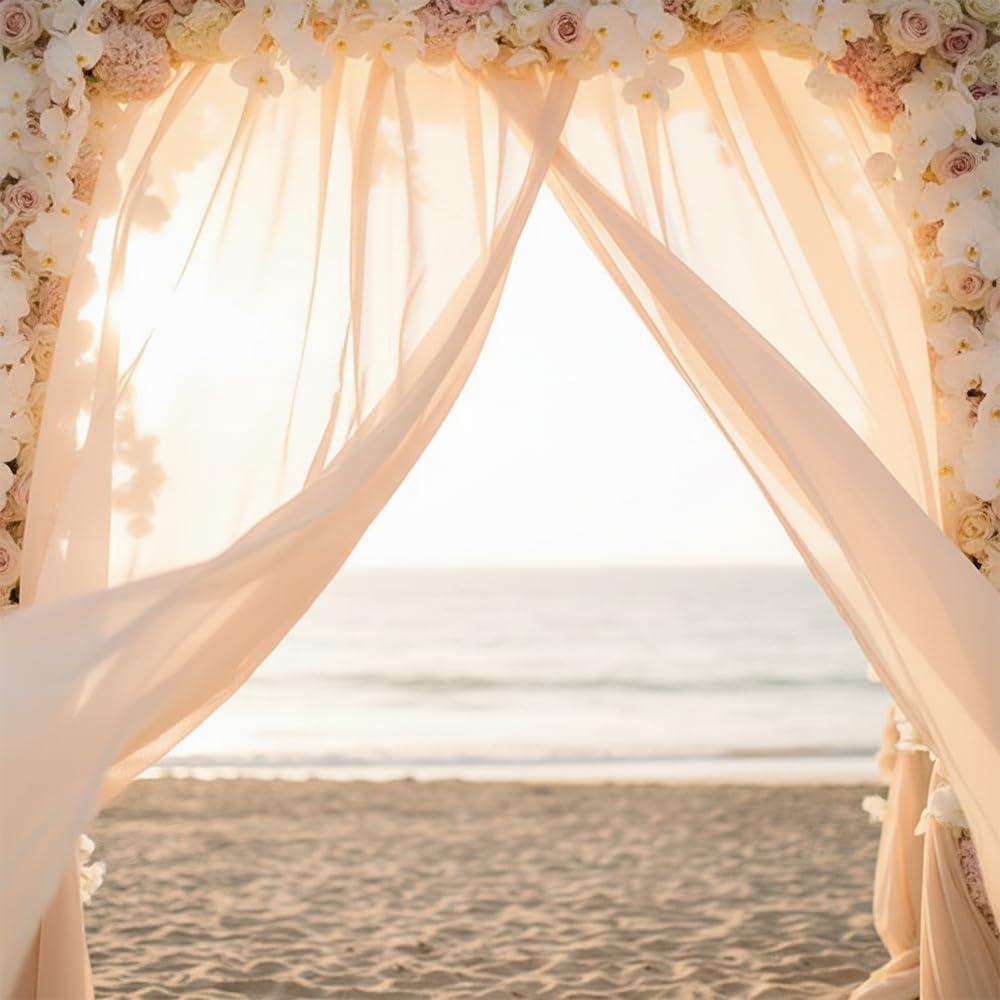 BDKMMS Wedding Arch Draping Fabric Panels, 6Pcs 118×63In Sheer Backdrop Curtains
