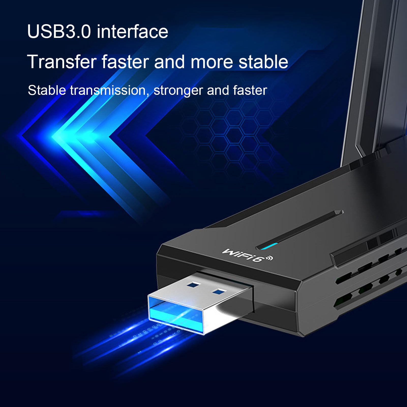 Clé WiFi 6 Tri-Bande Puissante AX5400, Clé WiFi pour PC Adaptateur 2.4G/5G/6G USB 3.0 WiFi Dongle avec Antennes Doubles Compatible avec Windows 11/10, WPA3