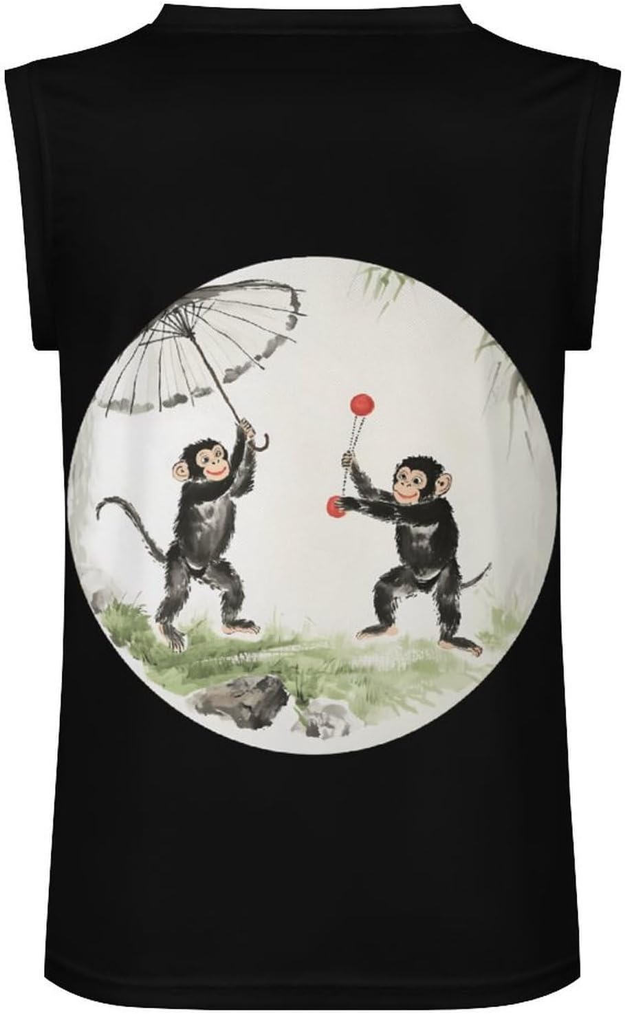 Two Playing Baboons Monkey Men's V-Neck Basketball Tank Top Sleeveless Workout Tank Shirts Gym Fitness Tees Vest