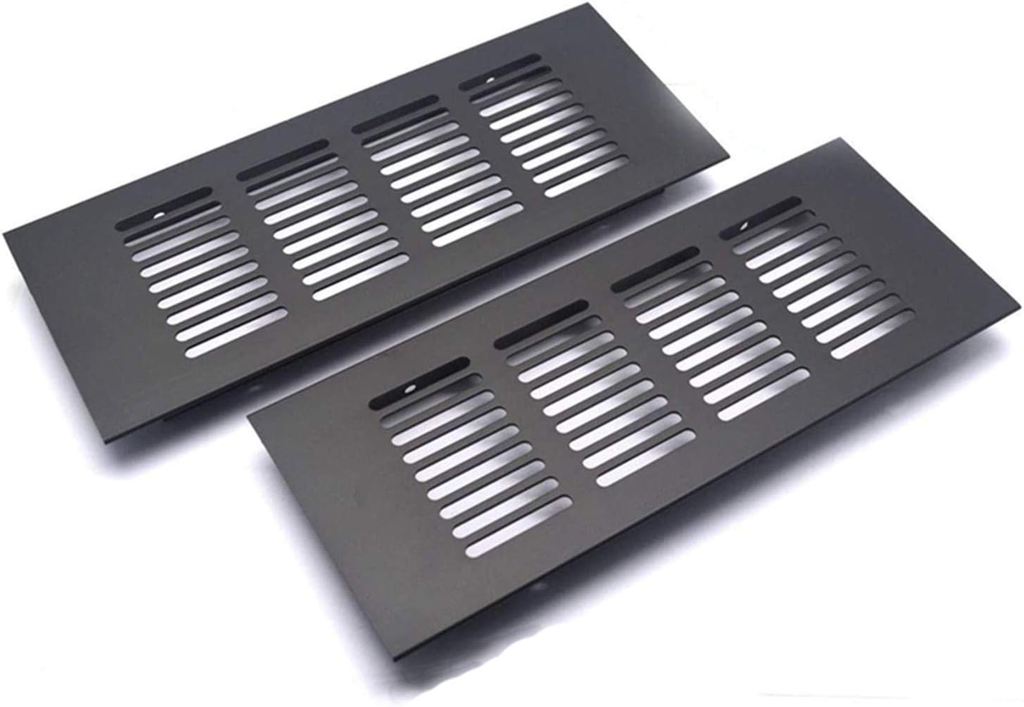 XMHF 200mm x 80mm (7.9"x3.15") Aluminum Alloy Rectangular Air Vent Louvered Ventilation Grilles Vents for Wardrobe Shoe Cabinet Black,Pack of 2