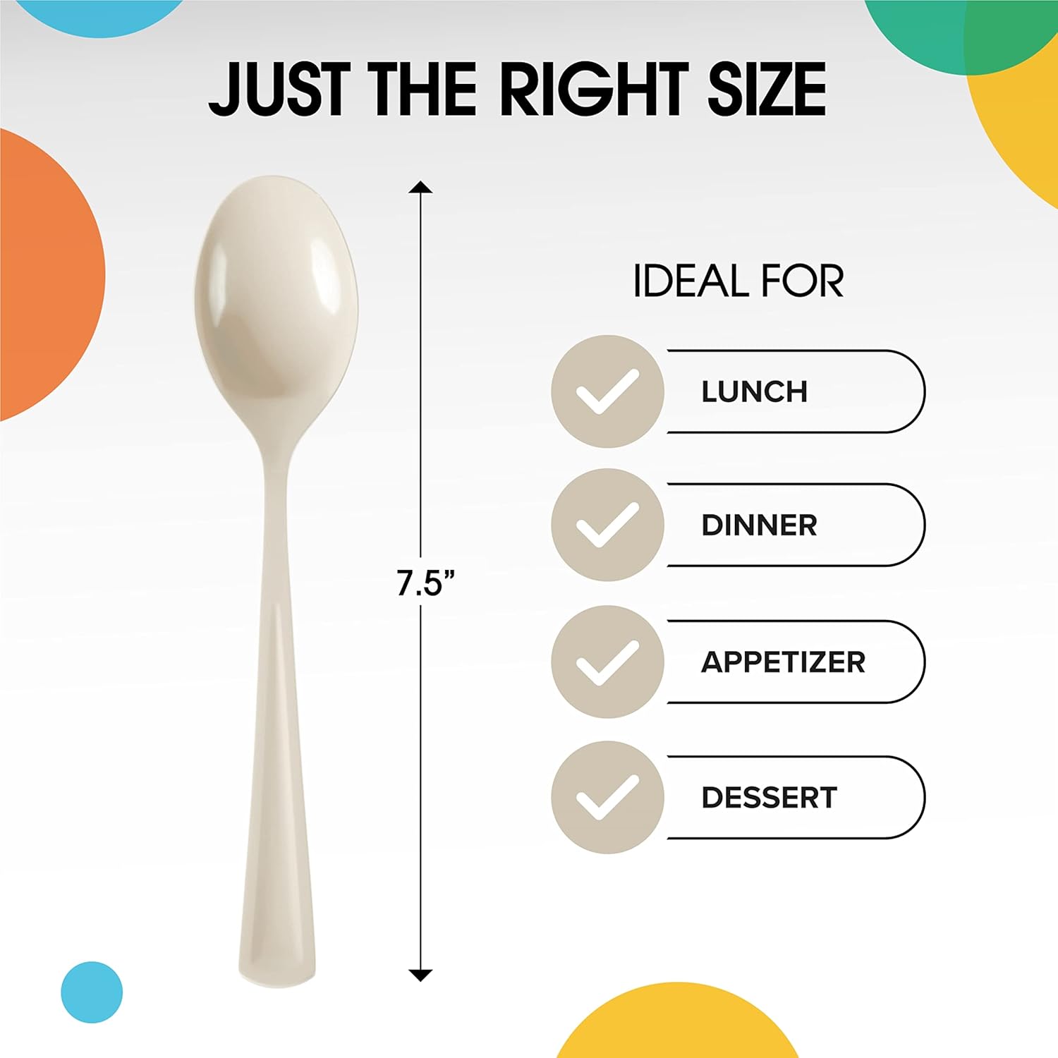 Party Solids Ivory Plastic Spoons 200 Pieces Ivory Spoons Disposable Utensils Heavy Duty Plastic Cutlery Set Disposable Cutlery Sets Flatware Sets Silverware Set Party Supplies & Party Tableware