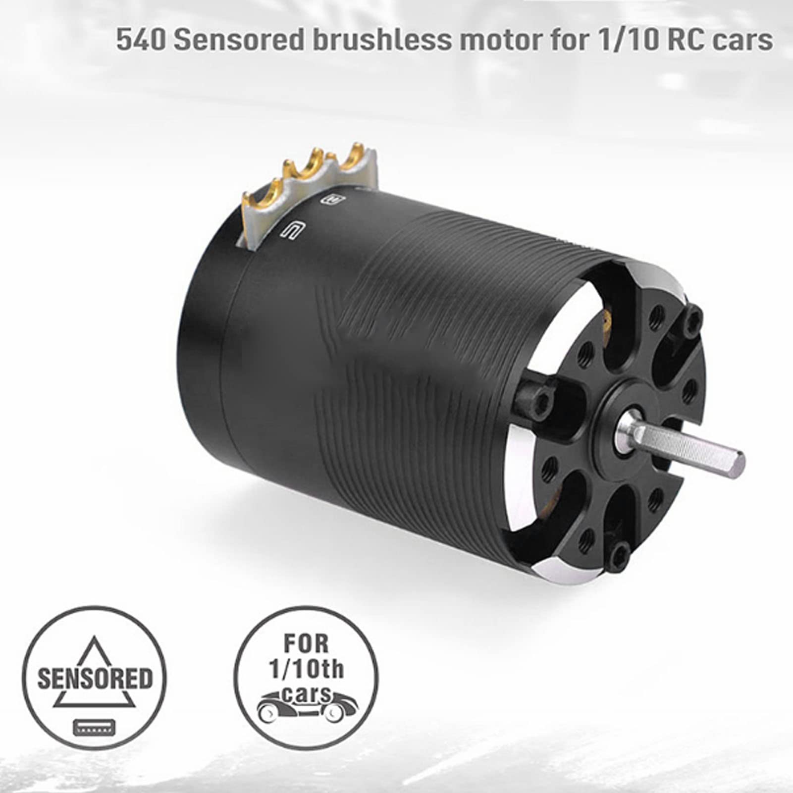 Changor Bezszczotkowy Silnik RC 2300KV Wysokowydajny Bezszczotkowy Silnik z Czujnikiem do Samochodów RC 1/10 Czarny 540 17,5 T