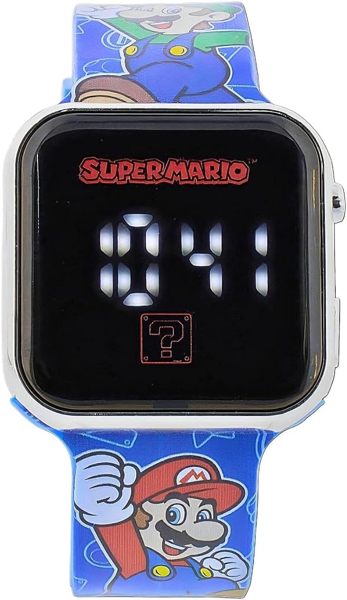 Accutime Super Mario Bros. Mario and Luigi LED Digital Wrist Watch