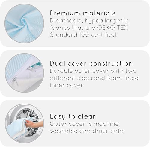 Miniatura 4 de pillosophy Almohada de espuma viscoelástica original  Altura ajustable  Relleno de espuma viscoelástica triturada premium  para personas que duermen