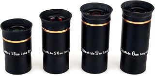 SVBONY Telescope Eyepiece Fully Multi Coated 1.25 inches Telescope Lens 66 Degree Ultra Wide Angle HD Telescope Accessory (6mm 9mm 15mm 20mm)