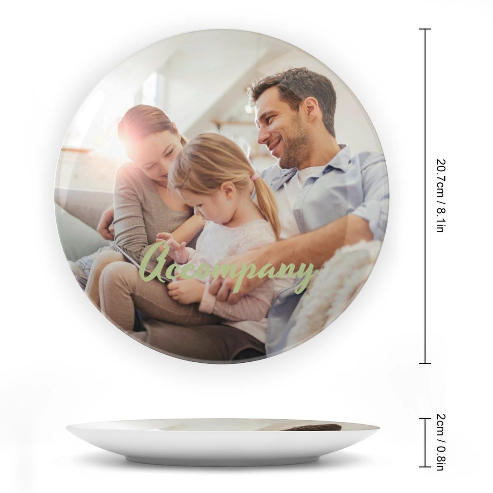 Qlptzwd Custom Display Dish with Stand, Add Your Own Photo Logo Text Name Personalized Decorative Plate for Birthday Christmas Memorial Gift, 8 In