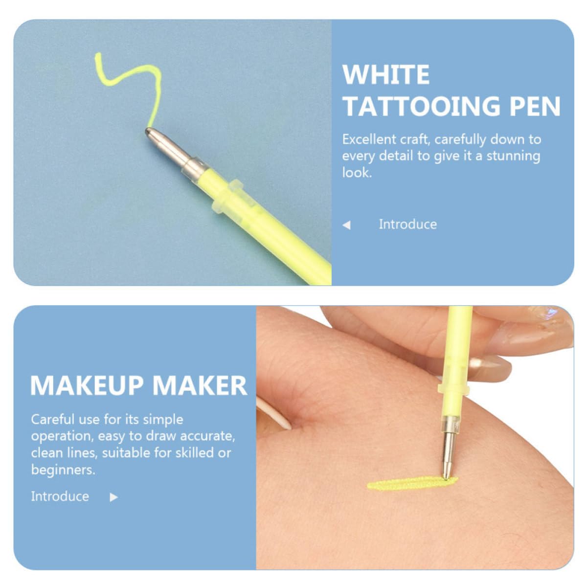 3pcs Yellow Tattoo Marking Pen Core 1mm for Skin, Smooth Line Drawing, Easy to Replace, Suitable for Beginners and Skilled Artists, for Precise Eyebrow and Body Art