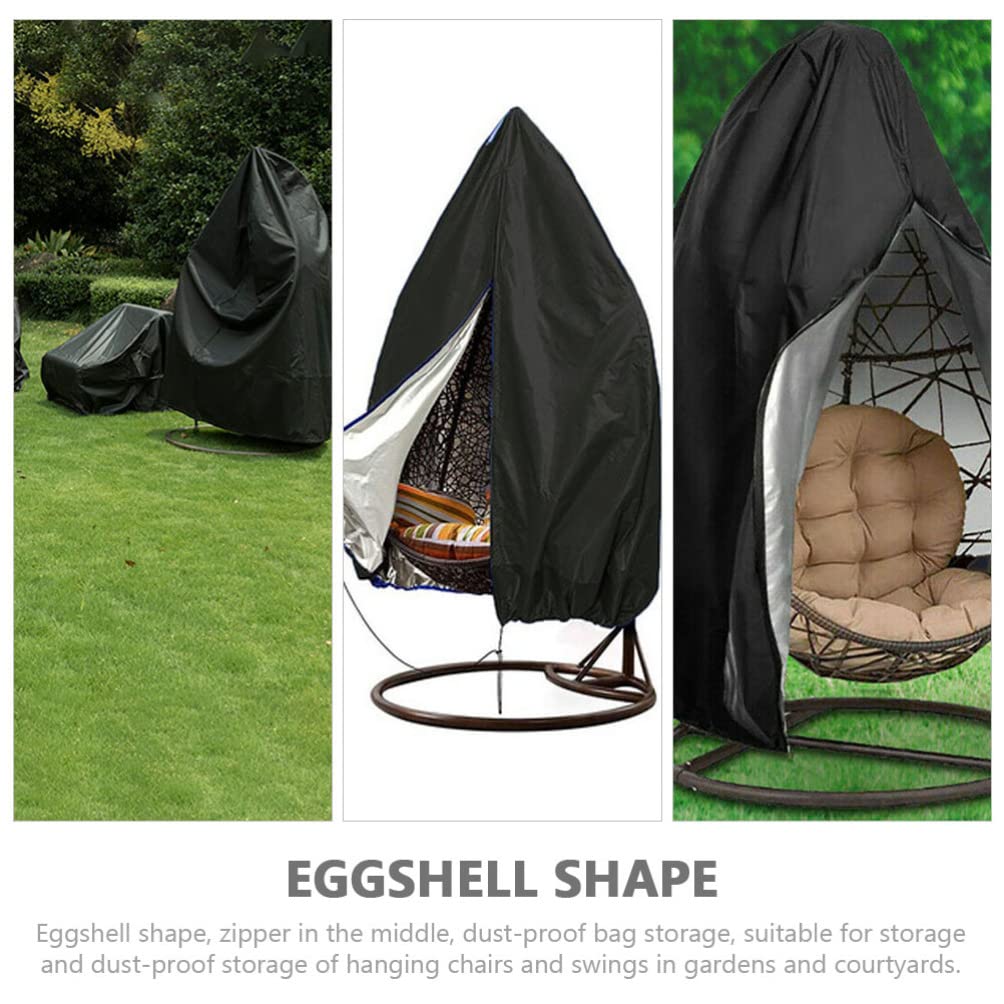 Housse de Chaise Suspendue Noire en Polyester, Étanche, Forme Œuf