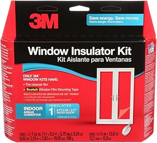 3M Indoor Patio Door Insulation, Insulator Kit for 6'-8" x 9' ft Patio Door, Keeps Cold Air Out and Warm Air In, Includes Heat Shrink Window Film and Scotch Window Film Mounting Tape (2144W-6)