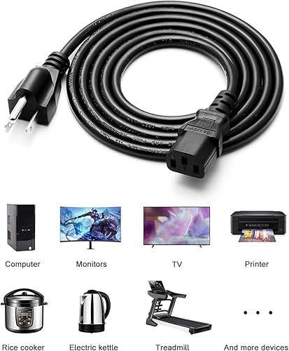 Miniatura 6 de Cable de alimentación de CA para Samsung Sony Lg Toshiba Dynex Panasonic Viewsonic LCD TV, computadora y monitor, cable universal de 6 pies de 3