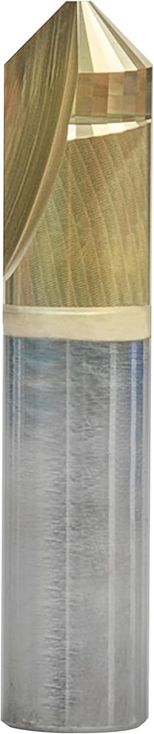 Amana Tool Carbide V-Groove Router Bit for Composite Materials, ZrN Coated, 45747, 90 Degree, 0.090 Inch Tip Width x 13/64 x 1/2 Dia x 1/2 Inch Shank
