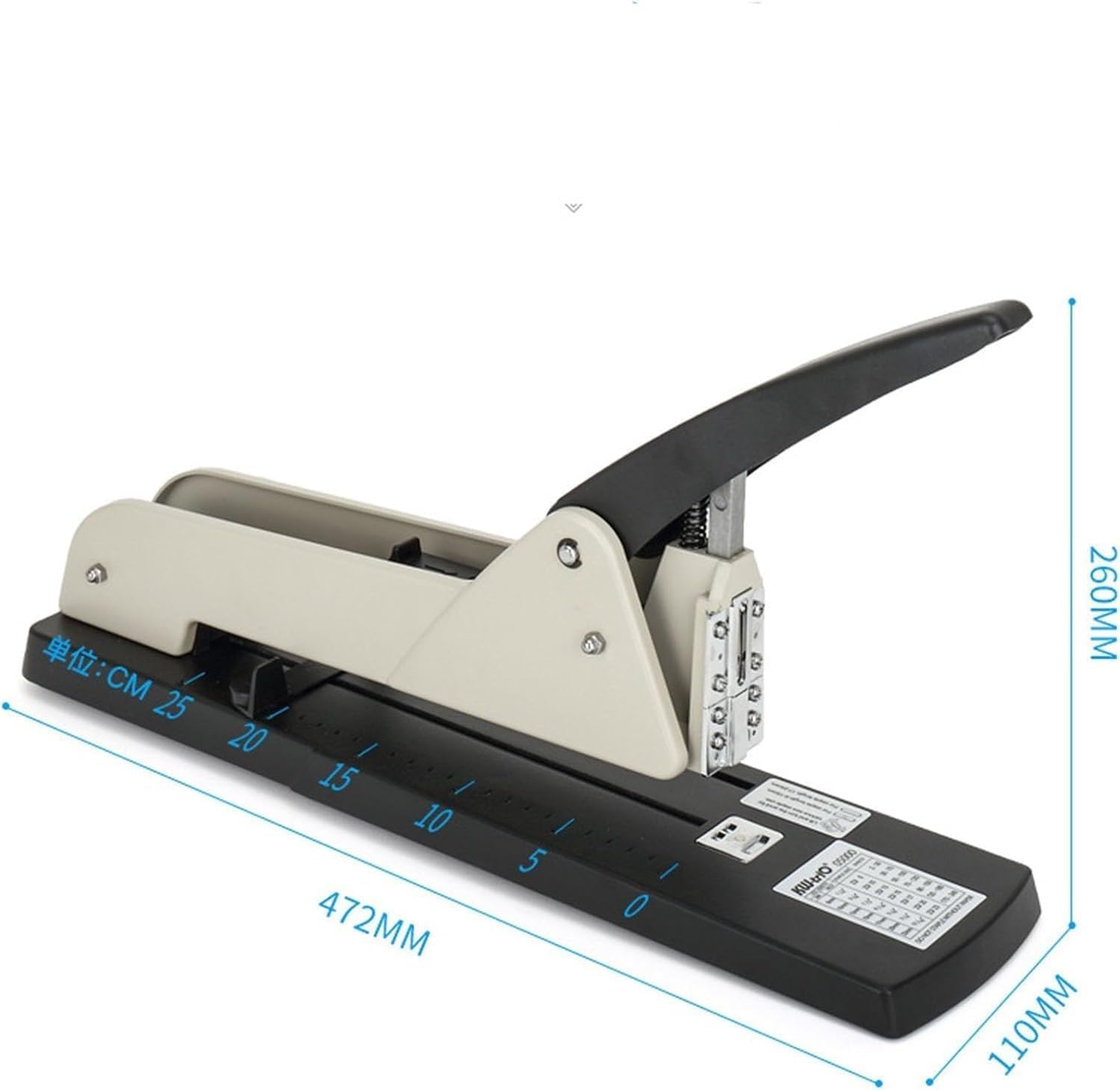 Grapadora escritorio largo alcance, brazo 250mm largo, guía papel ajustable | Capacidad encuadernación de 210 hojas, diseño encuadernación ergonómico, for folletos y documentos papel oficina.