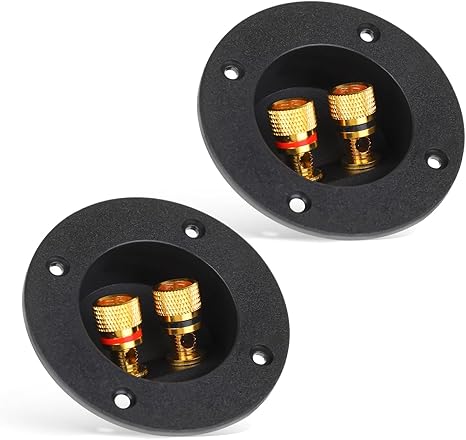 2 Pcs Black Speaker Box Terminal Cup 3 Inch 2-Way Spring Loaded Jacks Speaker Wire Connector Binding Post Cup Connector Subwoofer Plug for Speaker Sub Subwoofer Box Home Car Stereo