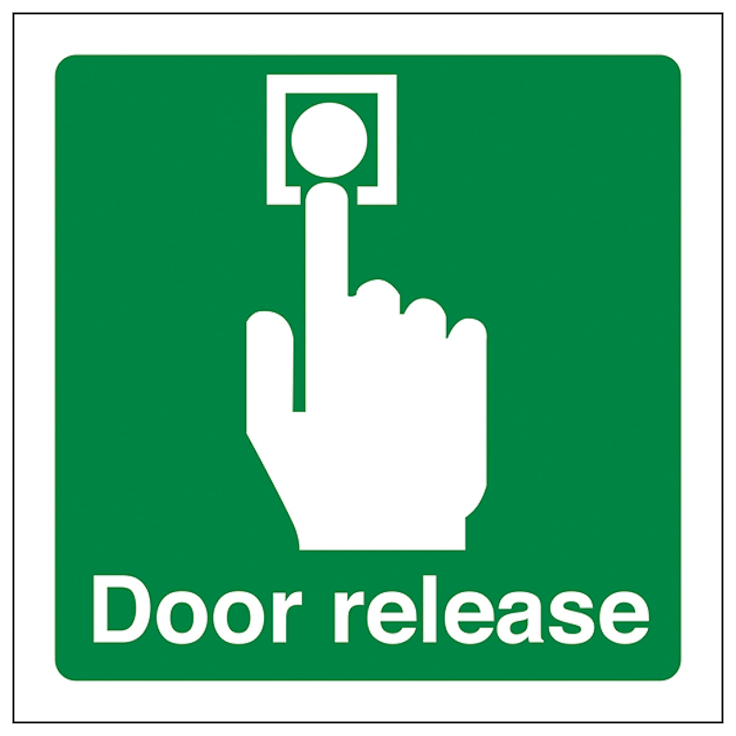 V Safety Door Release – Quadratisch 100 x 100 mm – 2 mm Hartplastik-Sicherheitsschild