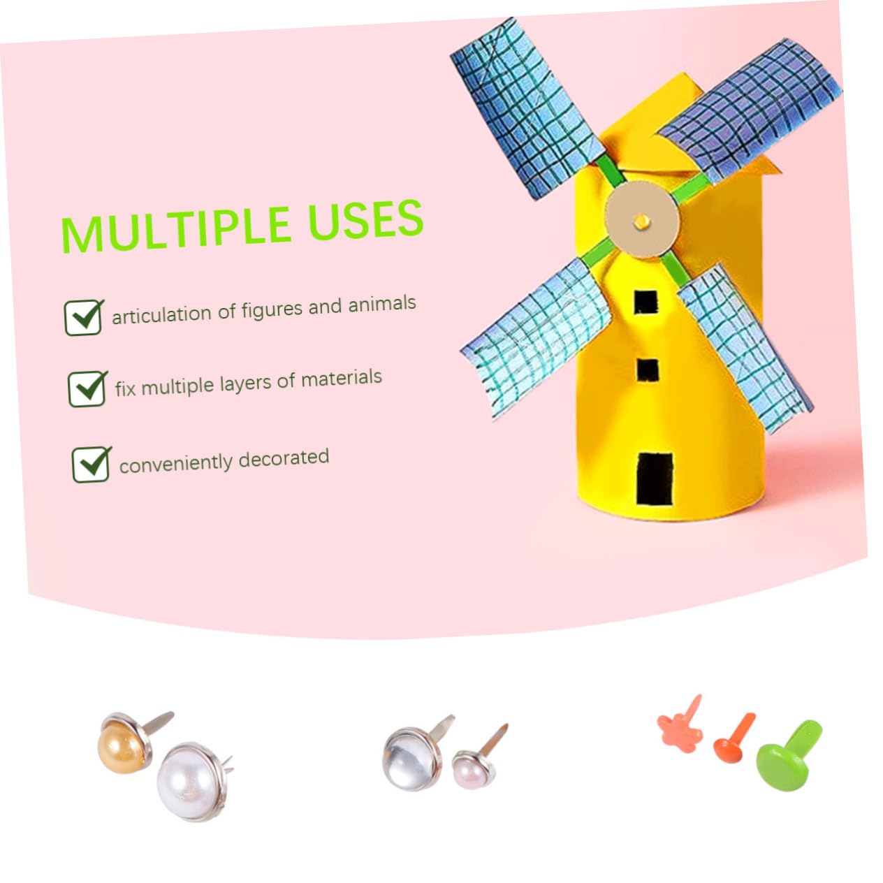 HOMSFOU Press Nails Matte Decoracion De 6-12mm Two Prong Mini Brads Handmade DIY Craft Brads