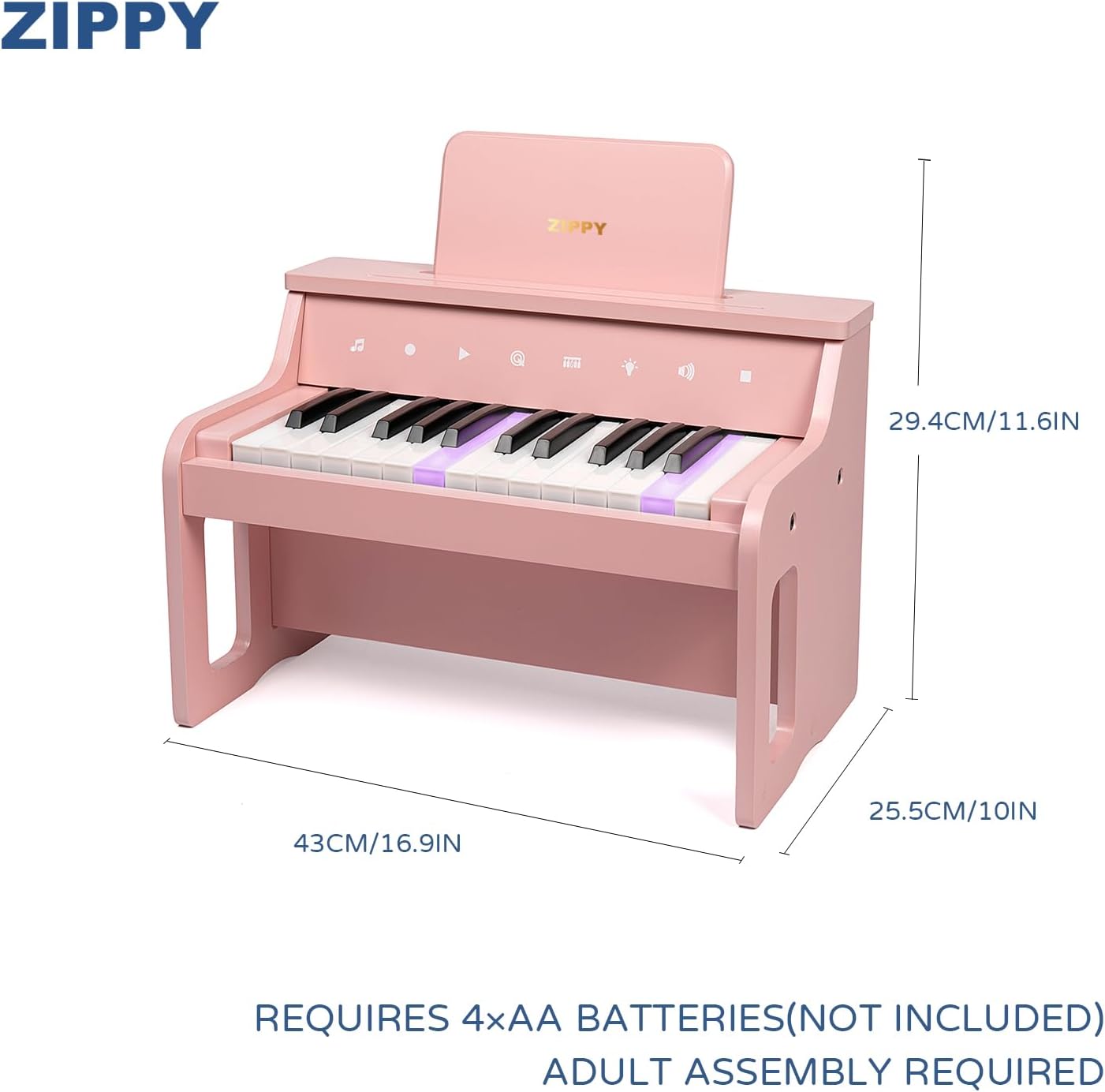 ZIPPY 25 Keys Light-Up Kids Piano with Touch Control Panel image 5