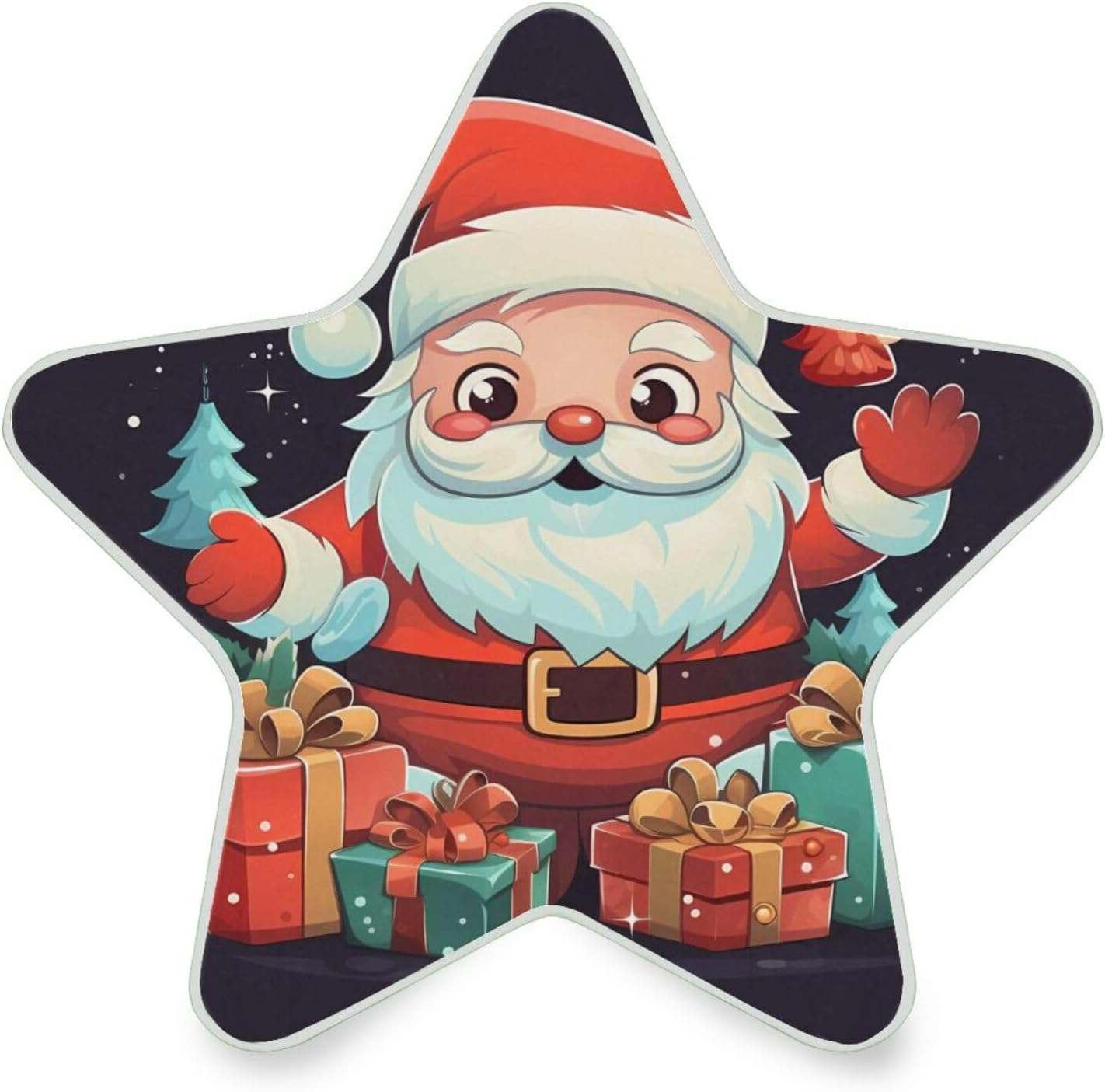ALAZA Funny Santa Claus with Merry Christmas Star Shaped LED Night Light Dusk to Dawn Sensor Plug in Night Home Decor Desk Lamp for Bedroom Hallway