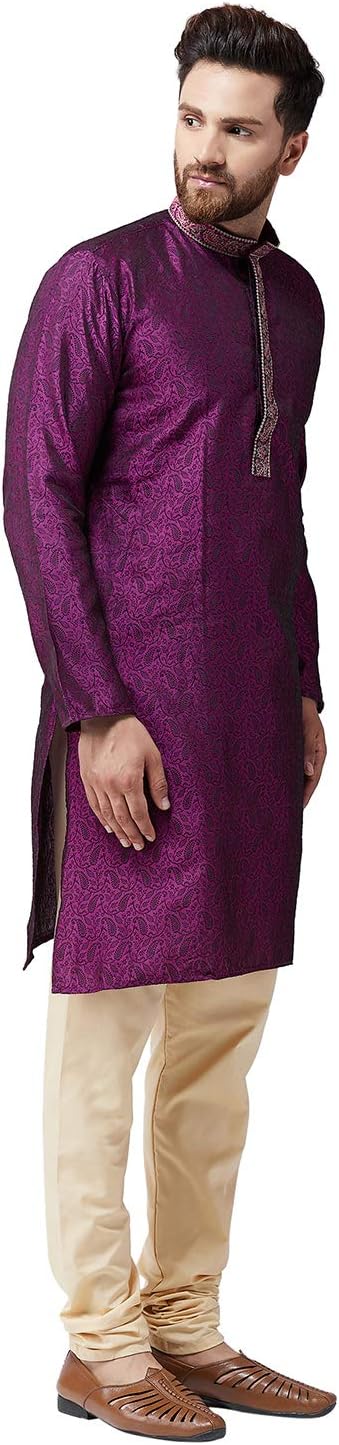 Sojanya (Since 1958 Men'S Jacquard Silk Kurta & Churidaar Pyjama - Image 4