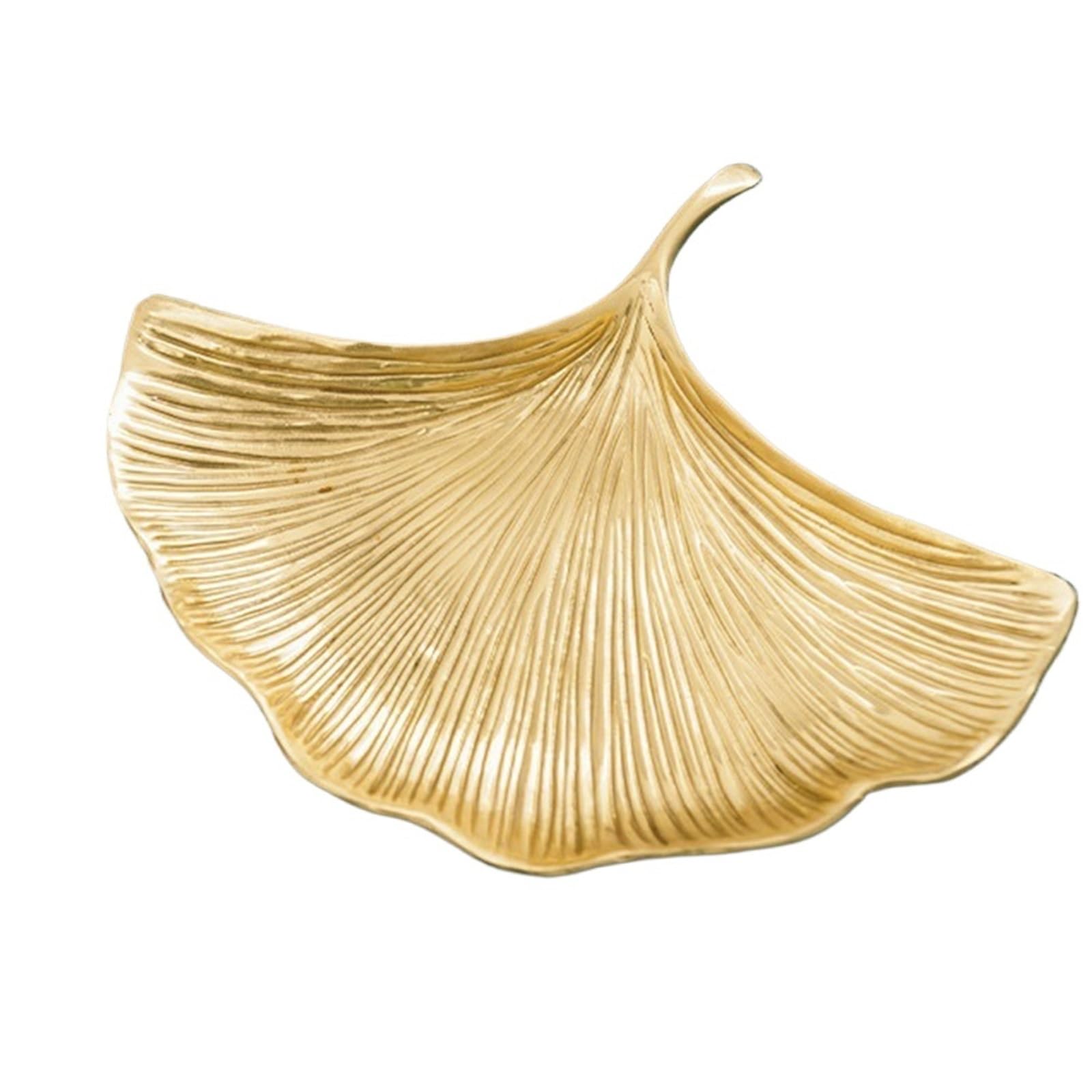Leaf Shaped Trinket Dish Decorative Gold Jewelry Tray Ring Holder Organizer Home For Living Room,Tabletop Decoration