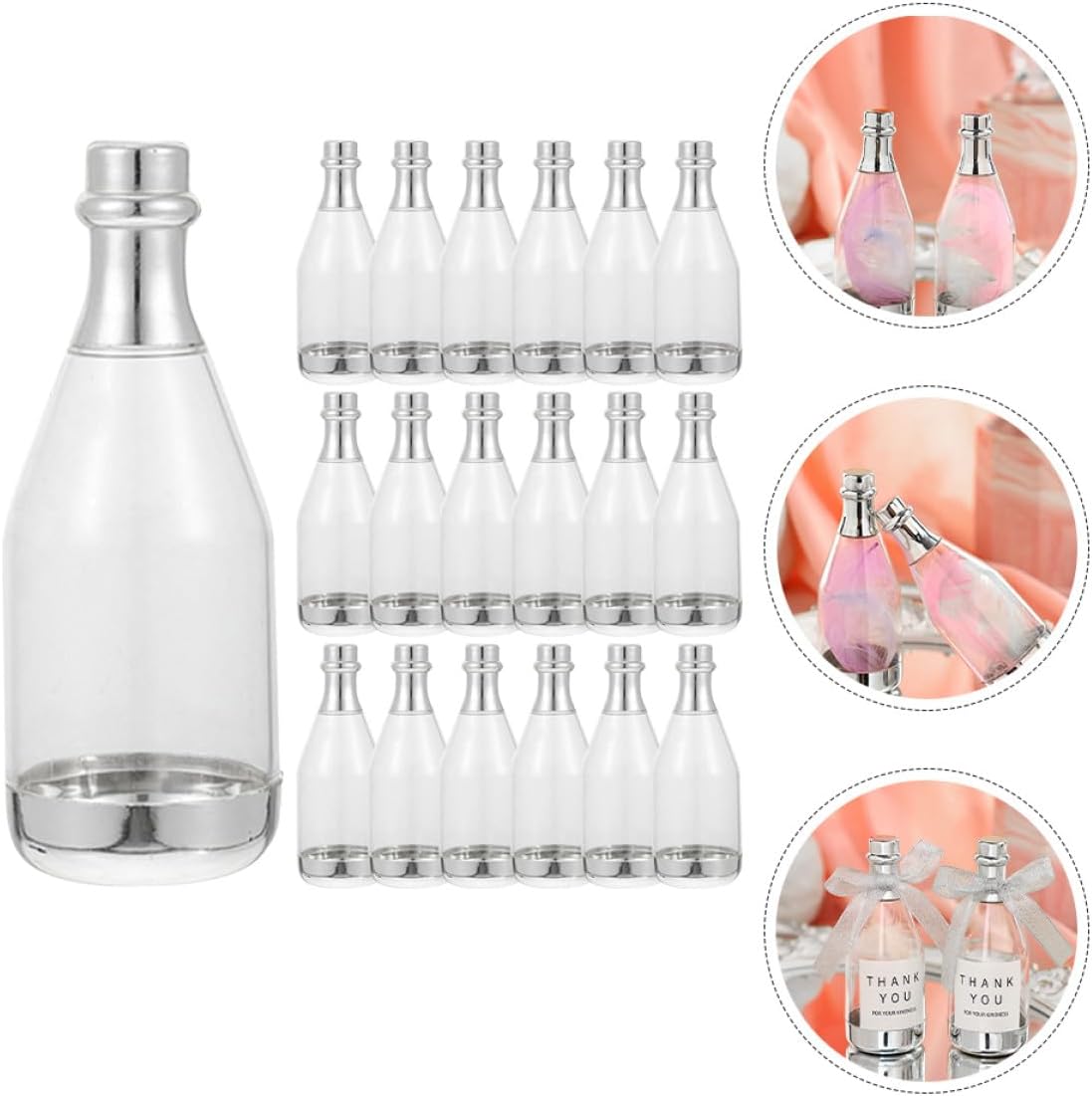 DOITOOL 24pcs Silver Mini Wine Bottle Candy Containers Wedding Candy Case Bulk Party Favor Boxes for Adult Celebrations