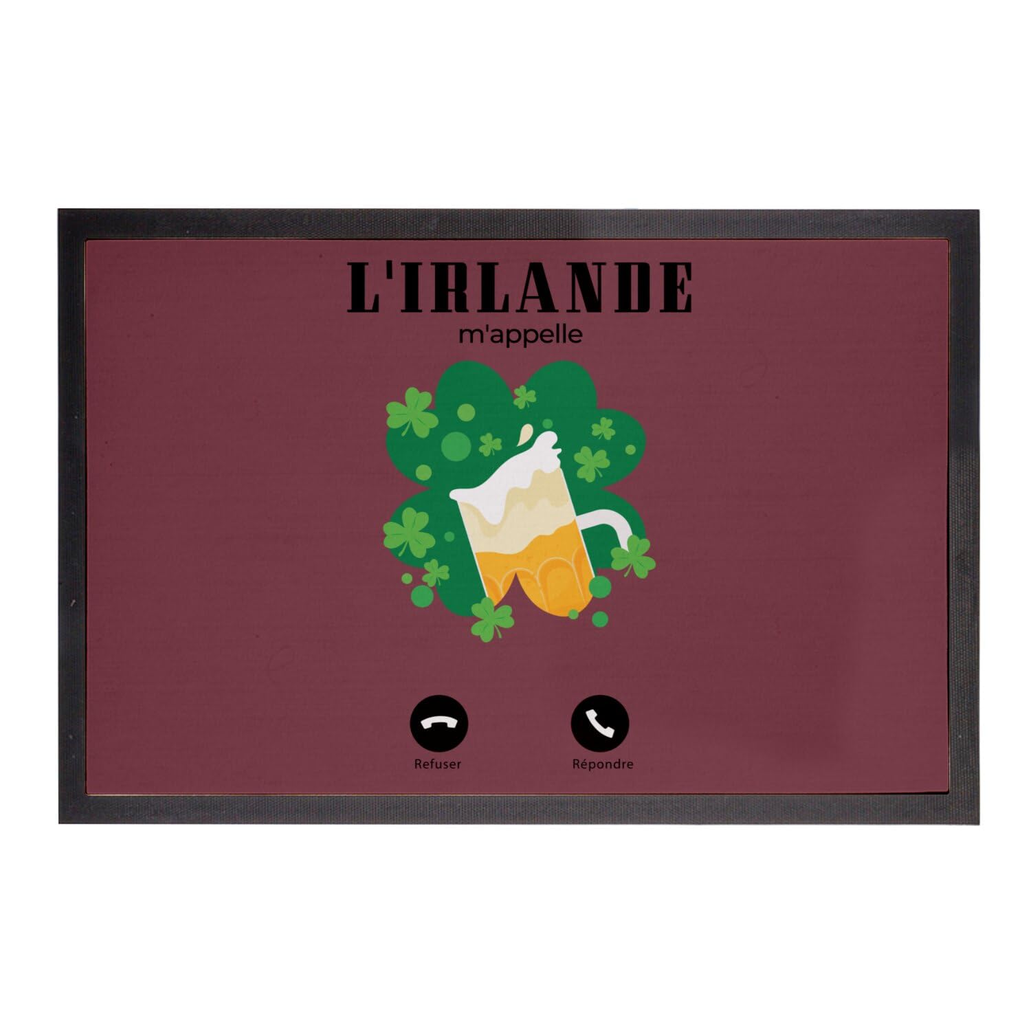 Paillasson Bière et Trèfle St Patrick 60x40 pour amateurs de culture irlandaise