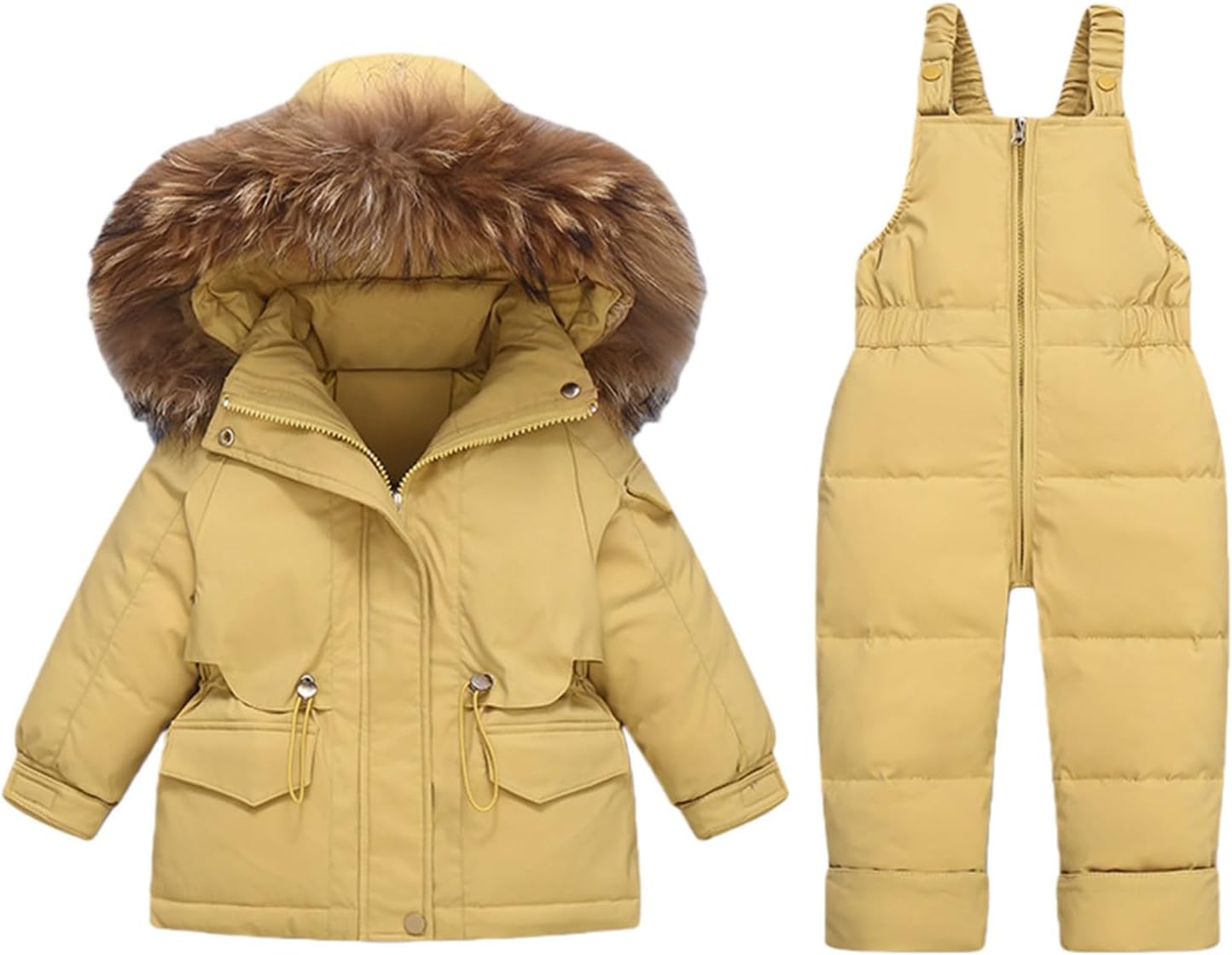 Toddler Baby Snowsuit 2-Piece Winter Coat Snow Bib Pants Set Waterproof Snowboard Ski Suit Boys Girls Insulated Clothes
