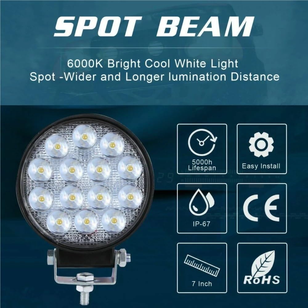 Foco de luz LED de obra redondo de 140W, lámpara de conducción for camión, Tractor, barco, SUV, UTE, 12/24V, 9000LM, 6000K, accesorios for coche, 2 uds.