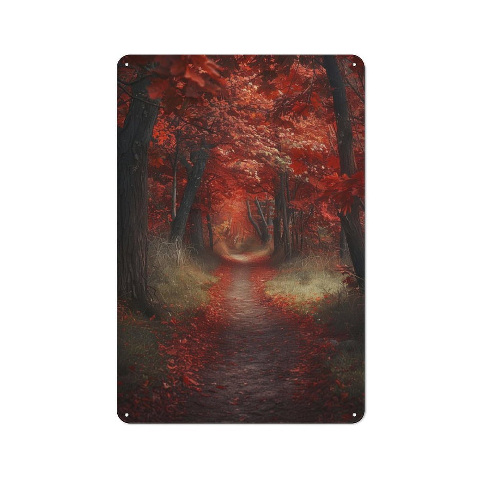 Junmoney Autumn Forest Path Vintage Tin Sign 30X20cm For Dining Room Or Kitchen, Suited To Dining Room Decor Fans