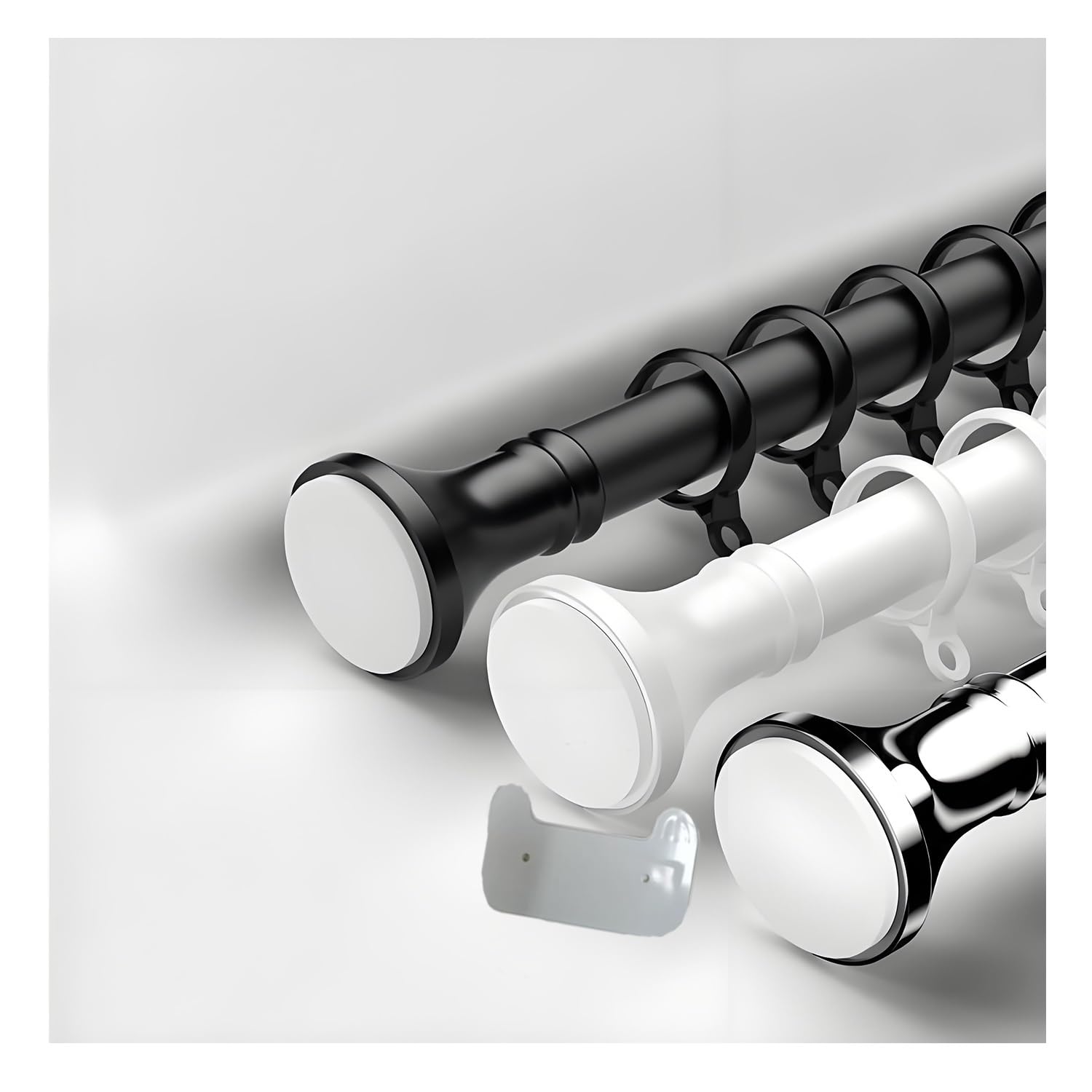 Verstellbare 40-500cm Gardinenstange Ohne Bohren,Teleskopstange Vorhang Ausziehbar Vorhangstange Klemmstange Duschvorhangstange Spannstange Badezimmer Schlafzimmer Mit Kartenfach(Silver,260-350cm)