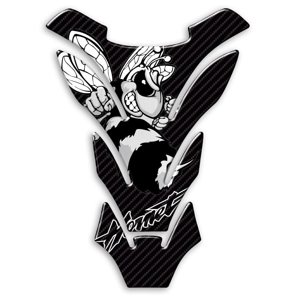 Protège-réservoir Tank Pad adhésif en résine 3D compatible avec moto Honda Hornet blanc argent