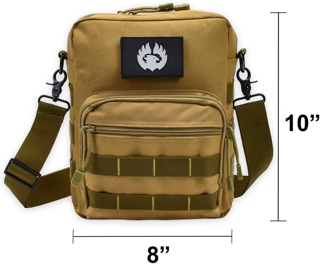 Torch Small Messenger Bag MOLLE Tactical Satchel Courier Pack Single Strap Shoulder Sling for Every Day Carry Gear