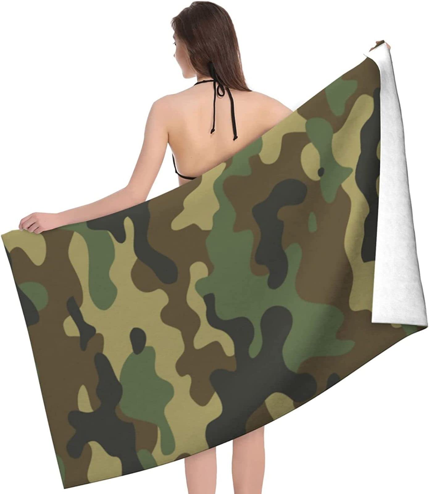KATATI Camuffare Telo Mare Grande, Microfibra Asciugamano da Spiaggia, Teli Mare Camuffare, Asciugatura Rapida Antisabbia Adulti Teli Mare per Nuoto Campeggio 3D Telo Mare 150x200 cm