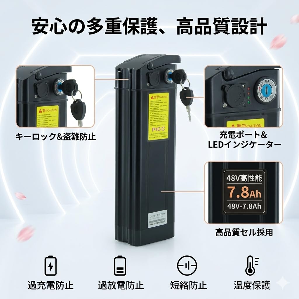 Amazon | PEEZ 電動自転車 電動アシスト自転車 予備のバッテリー 48V高