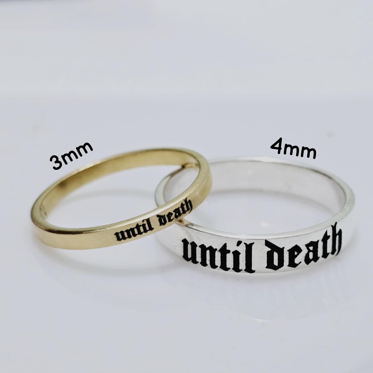 Until Death Engraved Ring | Customizable Wedding Band for Couples | Personalized Promise Ring for Men & Women | 4mm & 6mm Sterling Silver