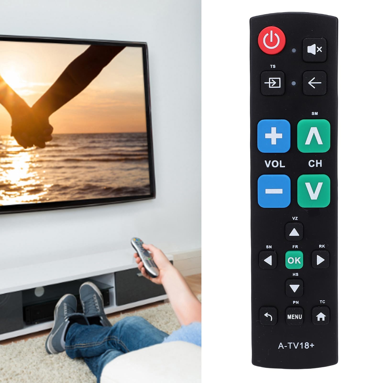 Uniwersalny Pilot do Telewizora Nie Wymaga Programowania, Zamiennik Telewizora, Duże Przyciski dla Seniorów i Osób Niedowidzących