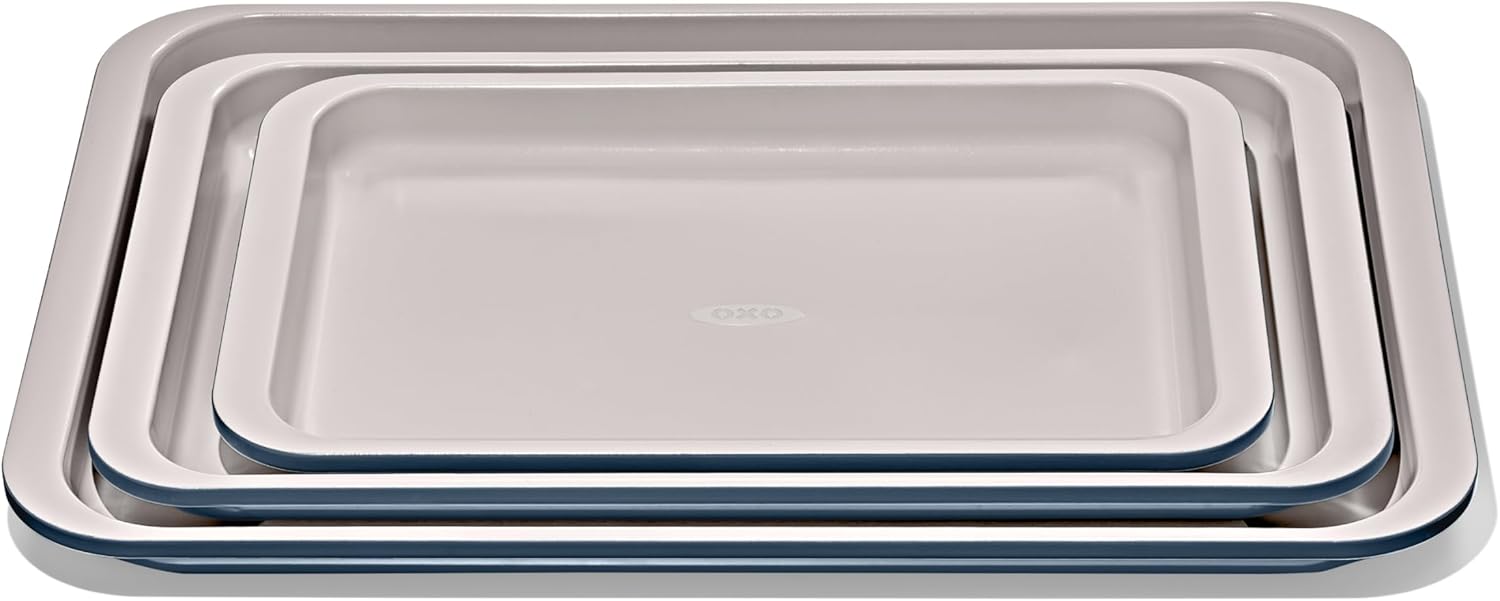 OXO Good Grips Non-Stick Pro Ceramic Coated Metal Bakeware 3-Piece Sheet Pan Set – Storm Blue - Thumbnail 2