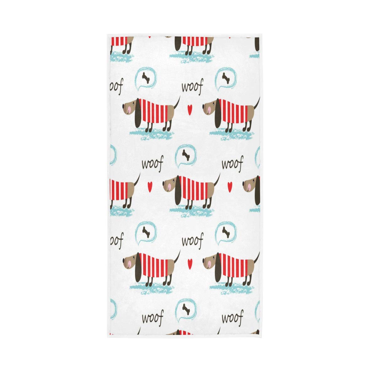 HUYGD Hand Towels Cotton Cartoon Dog Heart Pattern Soft Towel Multipurpose Bathroom Beach Towel for Home Kitchen Swim Spa Gym, 30x15 inch