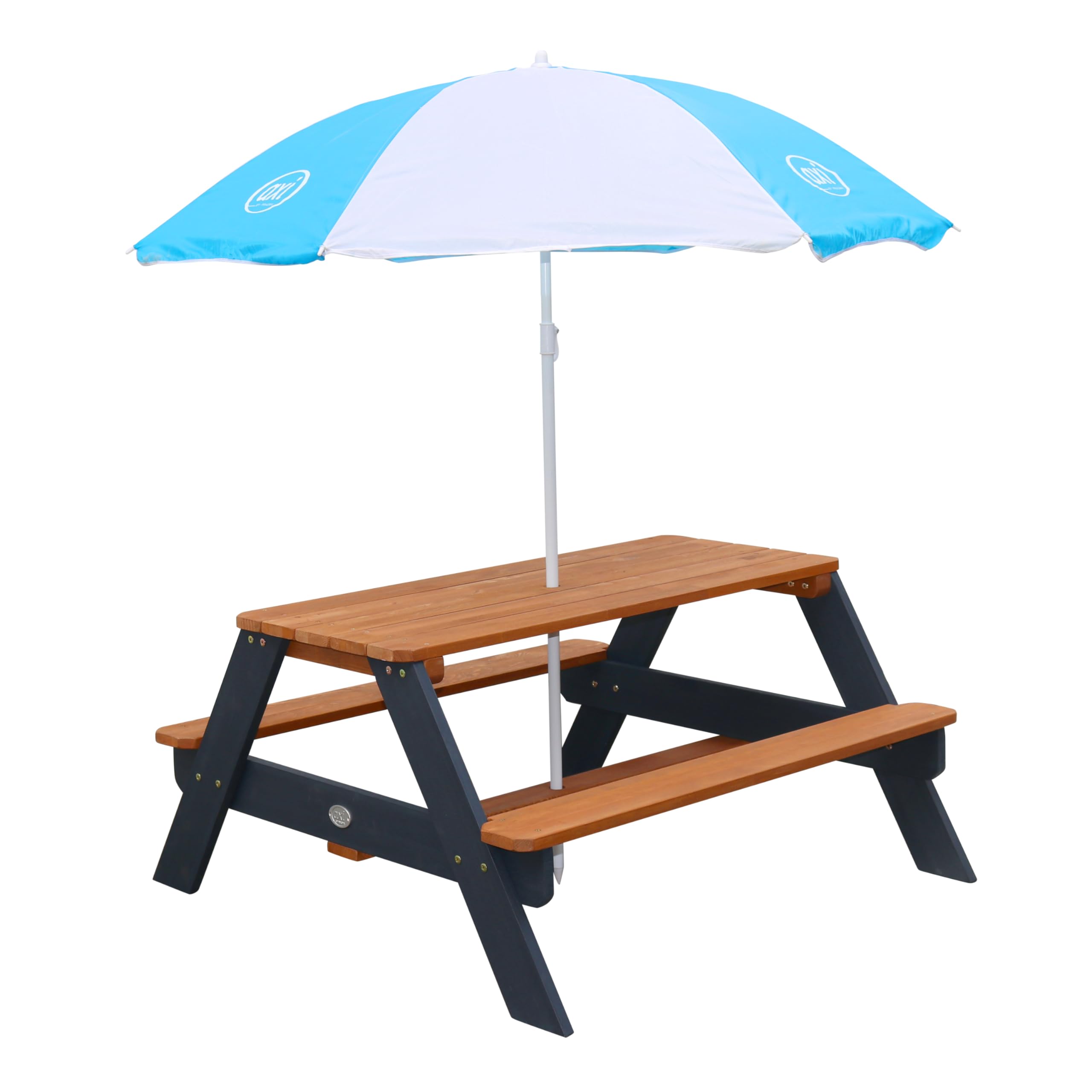 AXI Nick Table Pique Nique avec Parasol Anthracite & Marron | 95 X 97 X 48 Cm - Table De Pique Nique Enfant pour Le Jardin, Table Picnic, Table Picnic Bois