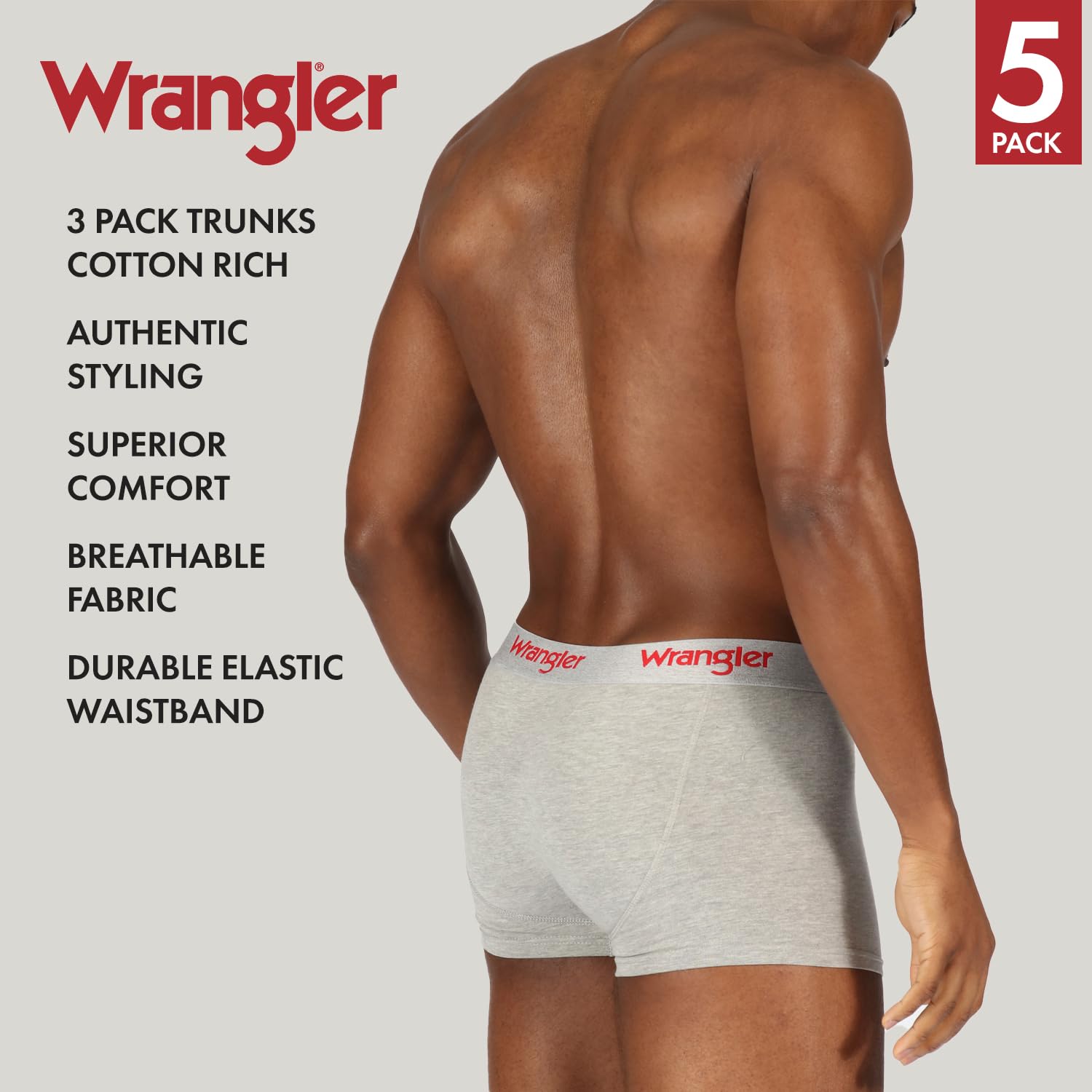 Wrangler Bokserki męskie Willox (5 sztuk), Czarny/Biały/Szary Marl, L