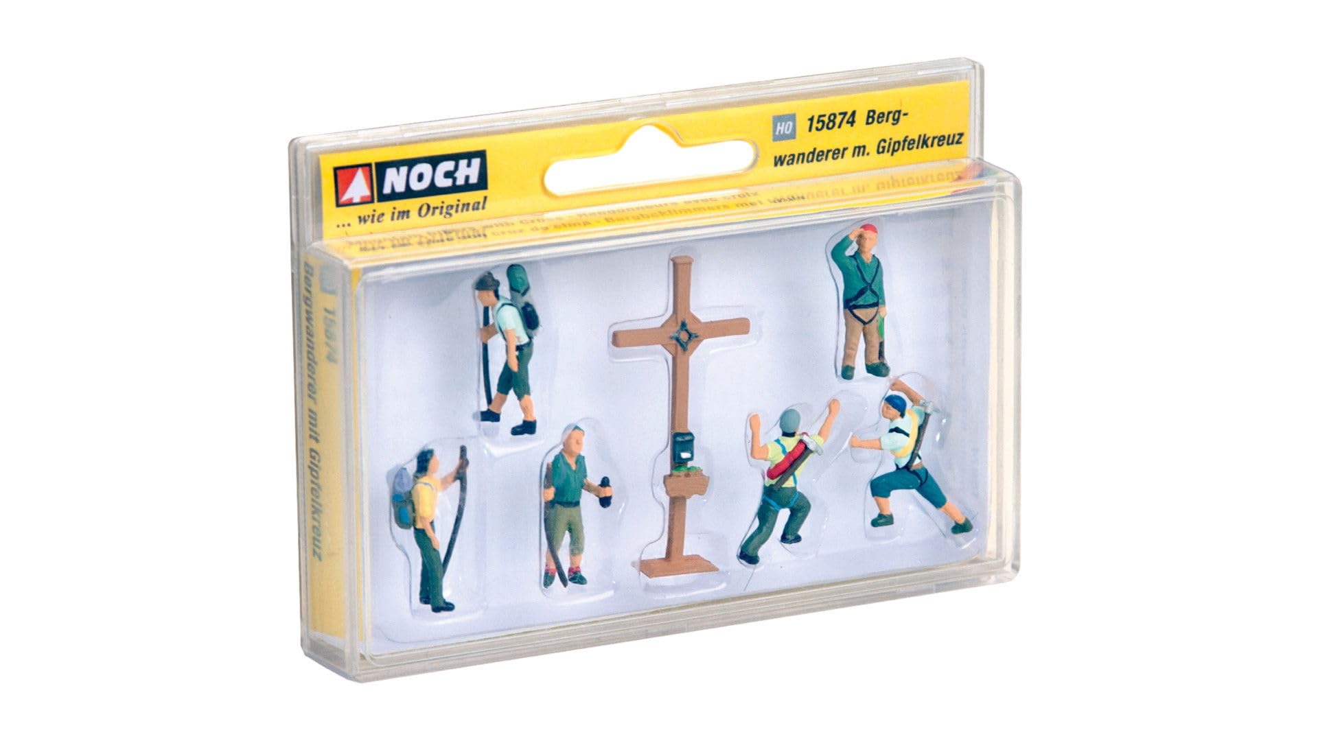 NOCH® Bergwanderer mit Gipfelkreuz, handkoloriertes Figuren-Set, 1:87 für die Spur H0, ideal für Dioramen und Modellbau - 2