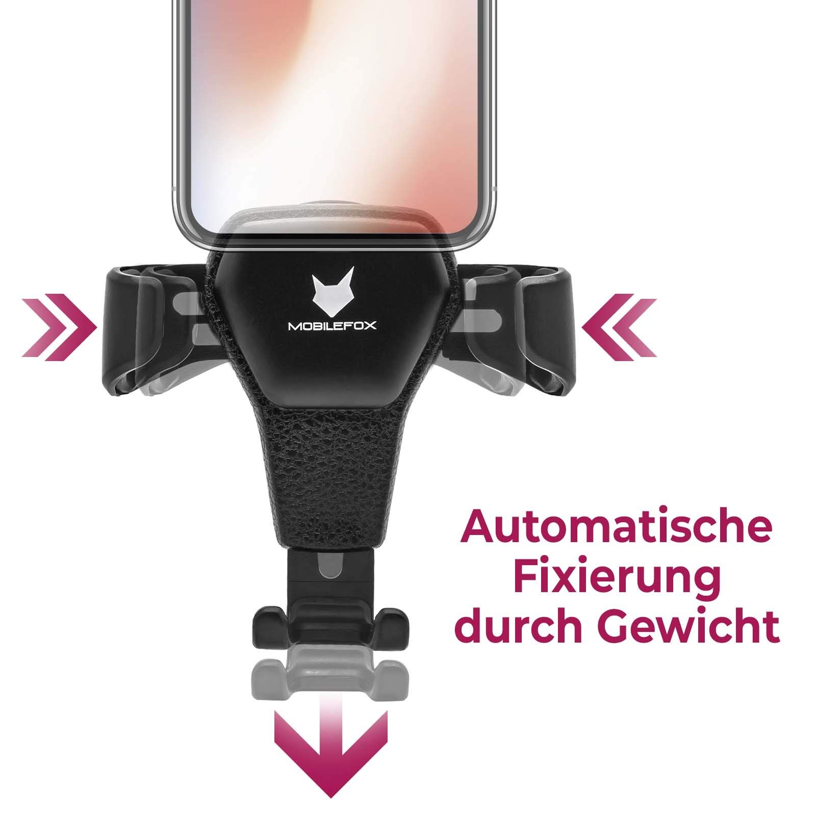 Support Voiture Universel Mobilefox - Fixation Ventilation - Pour Smartphones Jusqu'à 7" - Noir
