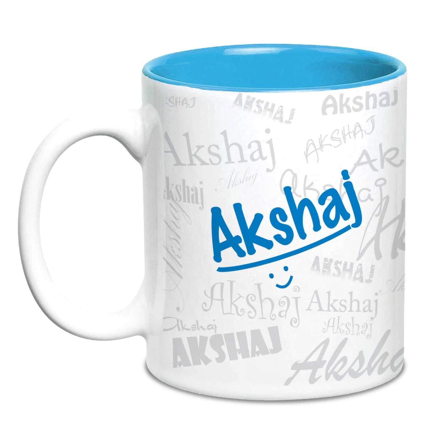 Hot Muggs Me Graffiti Mug - Akshaj Personalised Name Ceramic, 315ml, 1 Unit