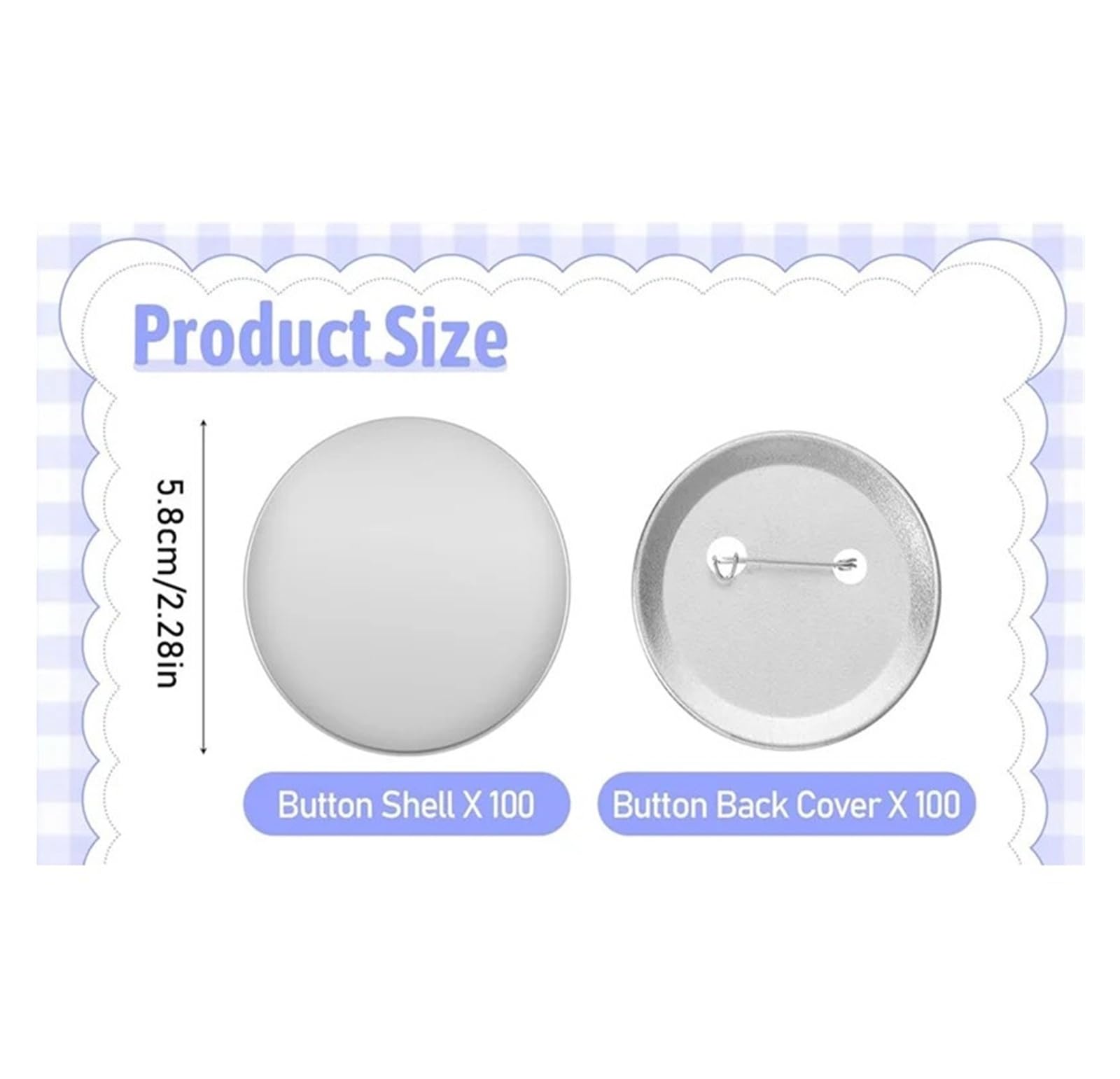 Bottoni vuoti da 58 mm/2,25 pollici, 100 set, forniture for la creazione di bottoni, spille, distintivi e parti in metallo rotondo Insiemi sufficienti